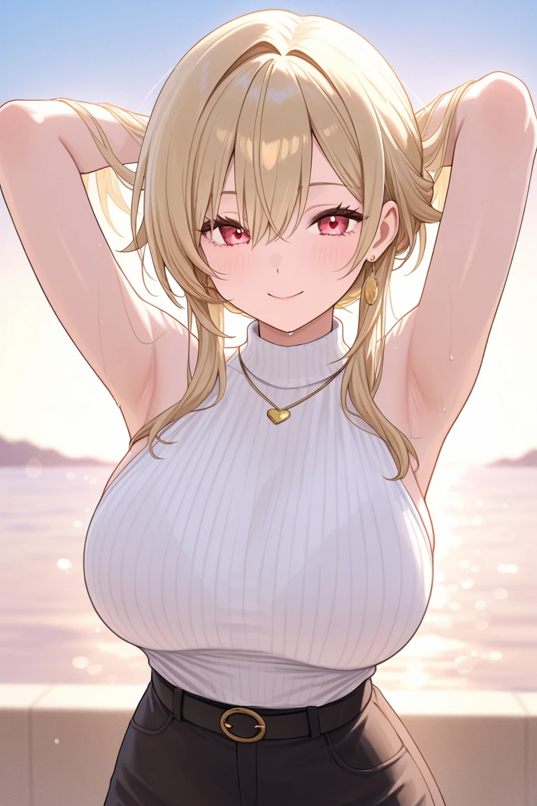Absurd, Very detailed,Bright colors, Very beautiful and detailed anime faces and eyes, Look straight, ;d, Shiny_skin,Age 25, short hair, , Asymmetrical bangs, (Blonde short twin tails:1.4),(Completely naked:1.7),(No bra:1.4),Nipples,Shiny hair, Delicate and beautiful face,(surprised:1.7) ,blush,Sweat,blue eyes, White skin, Valletta, Earrings, necklace, Beautiful Clouds, Twilight Sky,gang rape