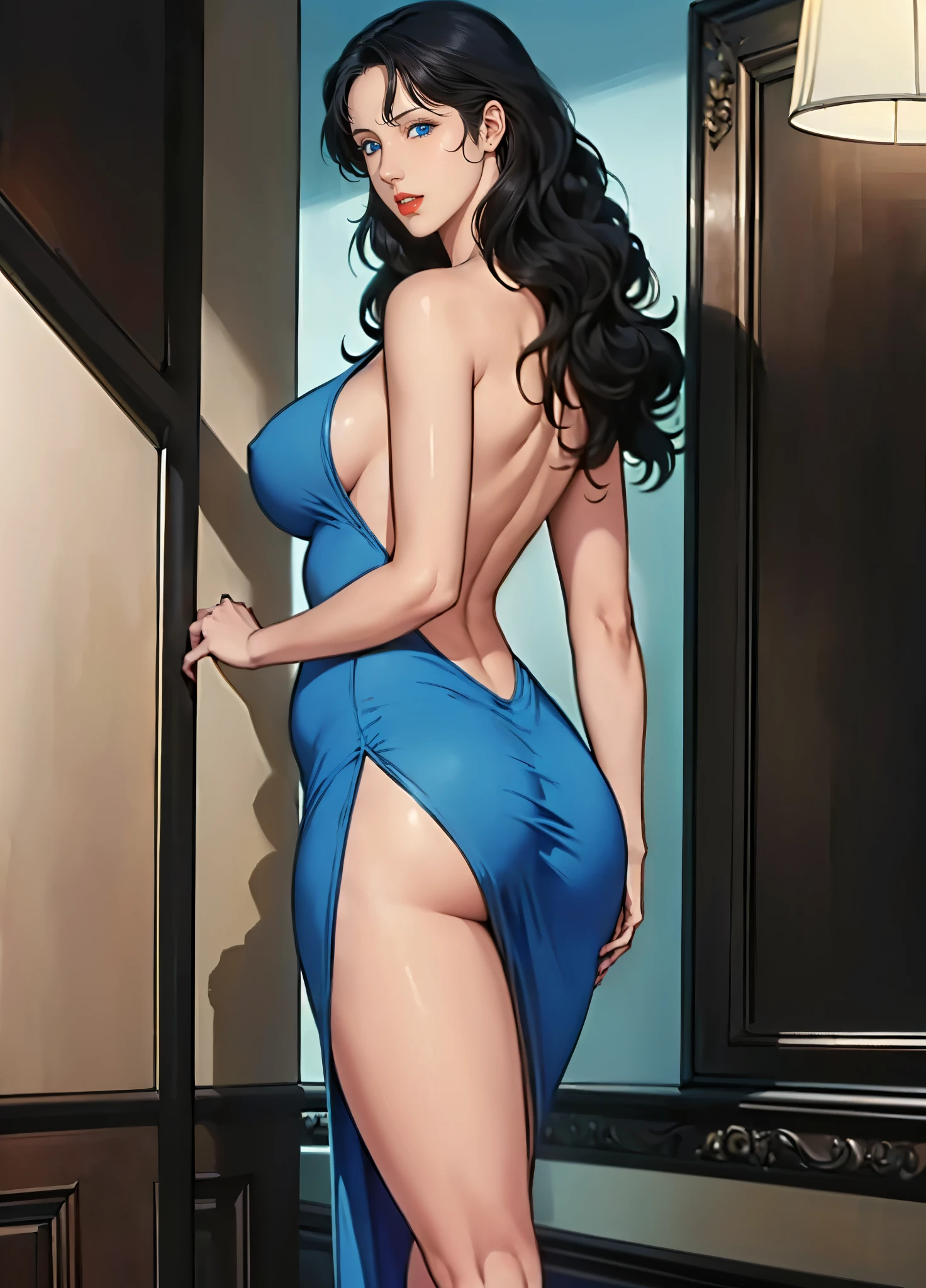 girl,alone,Gray background,Artistic lighting,Beautiful Asian Goddess,Long black hair,Long Hair,Wavy Hair,eyelash, blue eyes, lipstick, ((Completely naked:1.3)),(Shiny costumes),(Rope Bondage:1.2),(Fully expose your thighs to the viewer:1.3),Standing facing forward,Standing with legs apart,((Raise your arms above your head)),Tied up woman,Sensual look,(Hair blowing in the wind),Graceful features,No sleeve,Mature Woman,Detailed fingers, Perfect hands, Length 180cm,Small face,sweating,Soft thighs,Sexy legs,Sexy ass, Cleavage,Open the chest,Smooth thighs and legs,((Amazing orgasm)),大きなSexy ass, Wearing high heels,Perfect Body Proportions, Slim waist,Nipples visible,The areola is protruding,Tight waist,(Long legs:1.5),E cup bust,Thighs open,Huge :1.3,perspective:1.2,Looking at the audience,Character-centric,symmetry diagram,whole body:1.5,from the front:1.1,Abdominal shot