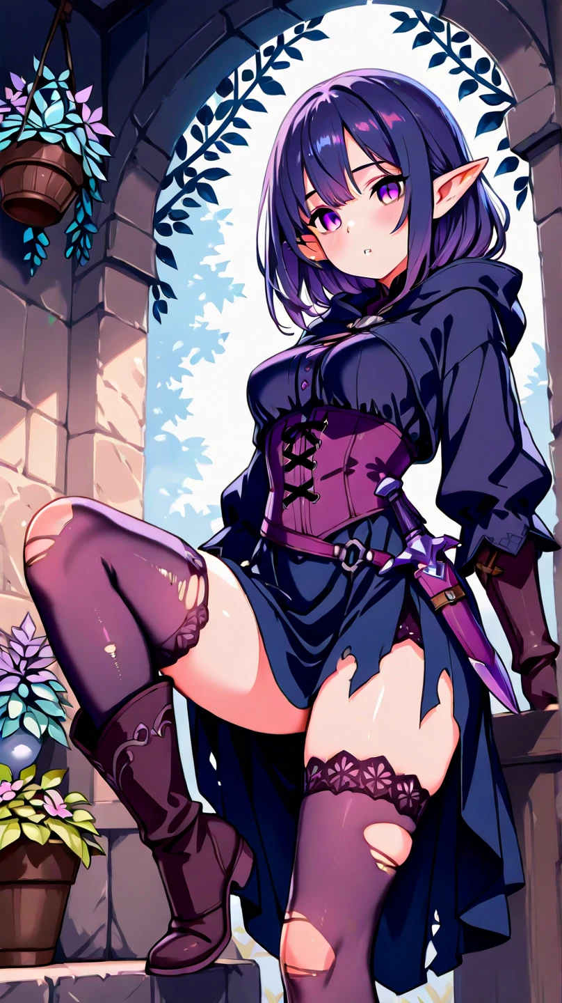 futanari, large penis+, frenulum, penerec, erect penis, masterpiece, high quality, solo, multicolored hair, streaked hair, detailed purple eyes, demon horns, in a desolate landscape, medium breasts, nipples
 <lora:more_details:1>