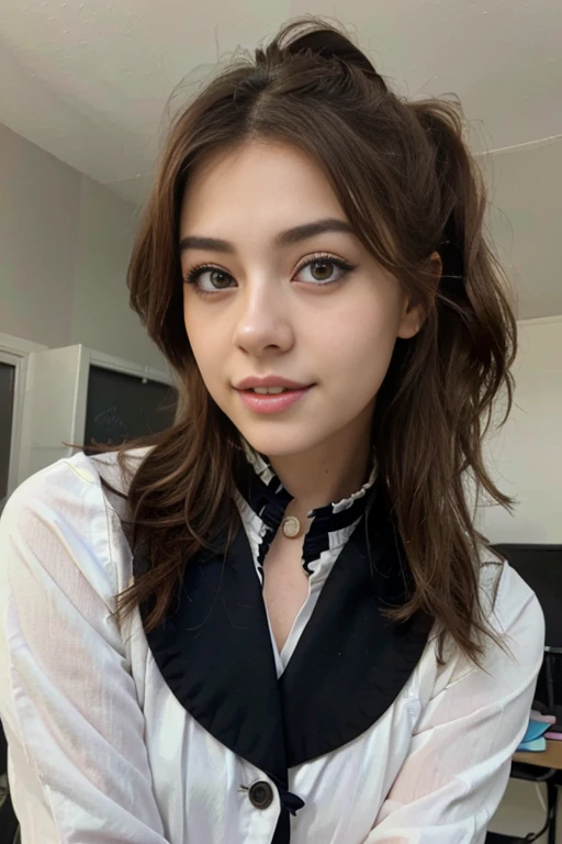 25years old beautiful-looking girl little smile, wearing beautiful clothes ,(( one standing Celeste Verona looking at camera)), simple one colour background