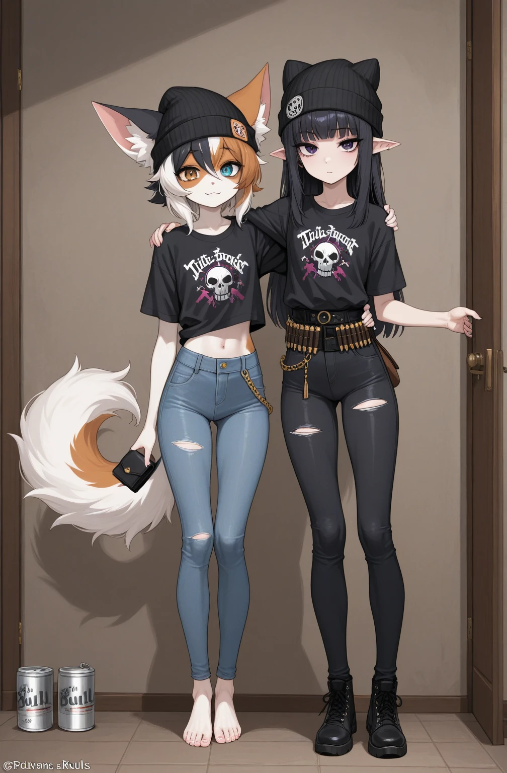 Femboy fox line art base