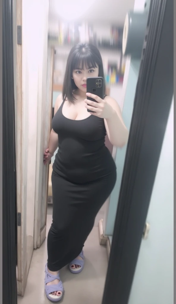 there is a woman taking a selfie in a mirror, profile picture, profile image, profile pic, taken in the early 2020s, with tattoos, cruel korean goth girl, very very low quality picture, selfie of a young woman, headshot profile picture, ulzzang, with bangs, 30 years old woman, 3 0 years old woman, very sexy outfit, Big tits, huge tits, no clothes, sexy, cute, wide hips, thick thighs, pear-shaped body, minimal clothes, thick, bbw, chubby stomach, thick nipples, nipple piercings, large areola, hard nipples, piercing through shirt, nipples hard through shirt, busty, major cleavage, naked, ripping through top, spilling over sides, bra too tight, giant , huge ass, down to knees, facing left