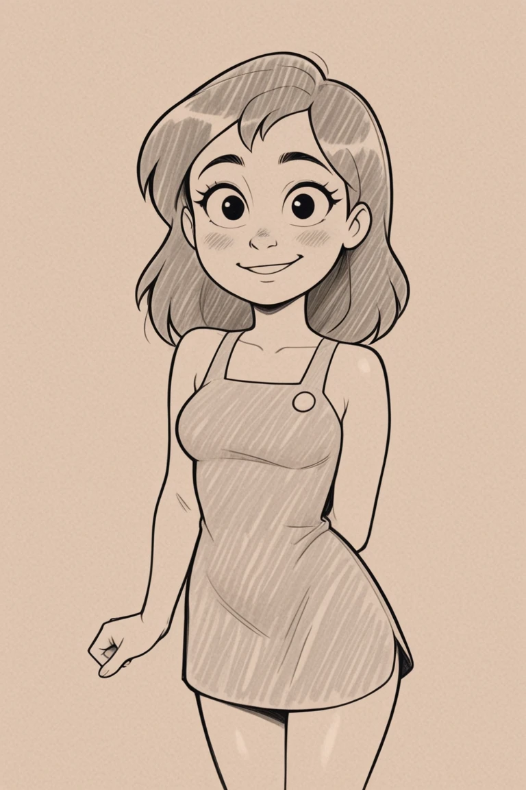 A cute woman (age 25, sexy Disney outfit), wandering around Disney Land, playful poses. Fond of turning her butt to viewer. daytime