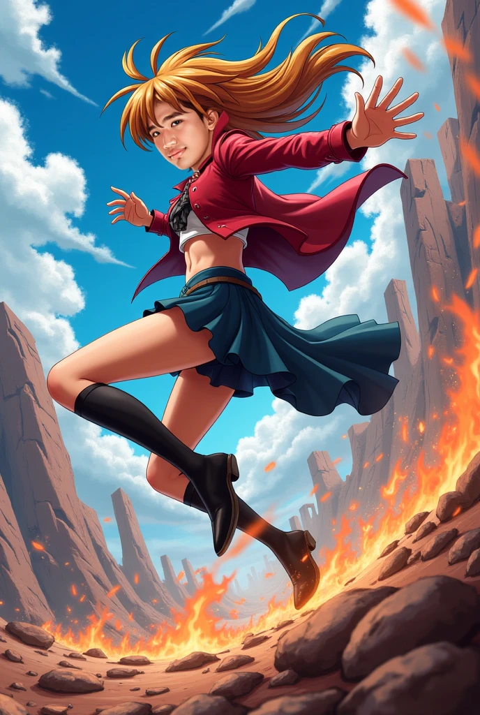 (Masterpiece, Best Quality), 1 girl,willpower_water, Red hair, long hair, 21 years, psychopath, evil smile, Red eyes, Looking down at the viewer, Shirt and skirt, yandere, point of view from below