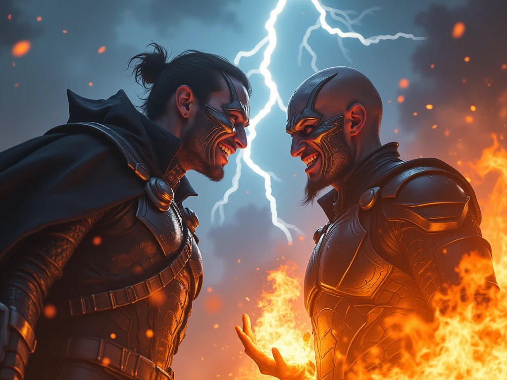 (2boys), (black man, black hair, african-american, beard, capoeira, glowing brown eyes,wind powers), (white man (white hair, brawler, gray eyes,Irish, earth powers), young men, college students, gang leaders, impact frame, motion details, clashing, fighting each other, face to face, 1-on-1, power surging, splash-art graffiti art, falcoon, sam yang, Murata_yuusuke, (air gear style art action scene, Score_8_up, accurate character art, full rendered, ink medium, ultra-detailed manga, semirealism), (best quality, Hdr,uhd, ultra absurdres, very aesthetic, sharp gradients, deep highlights, deep exposure, ultra-detail college classroom background, detailed smooth textures, perfect hands, perfect character, perfect eyes, perfect anatomy, perfect physiques, amazing skin, beautiful detailed eyes, beautifully intricate face details, detailed character features, dynamic perspective, dynamic lighting, dynamic shading, atmospheric shadowing, mystical atmosphere,