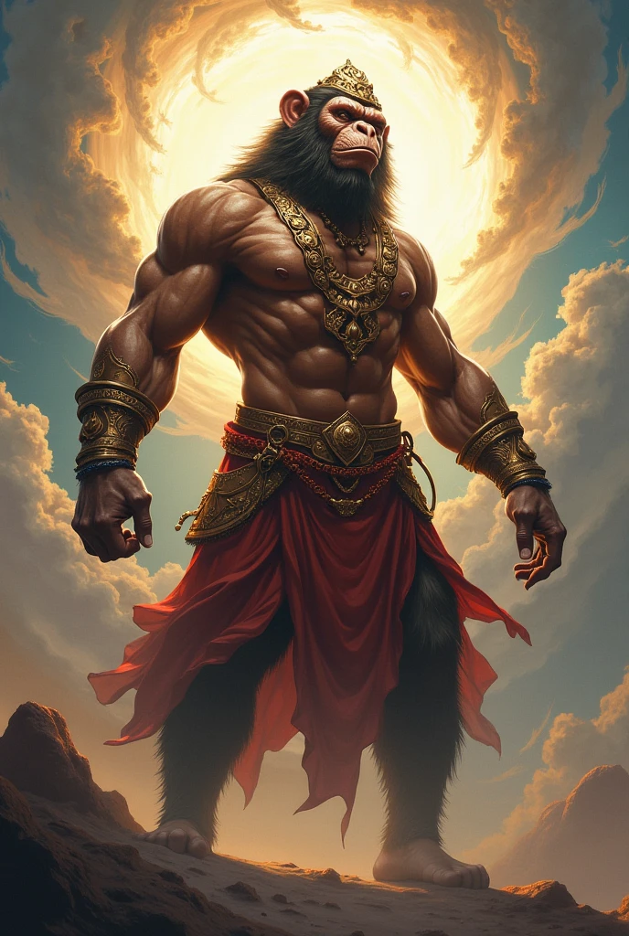 Lord hanuman with his thunder power of God of Hinduism 