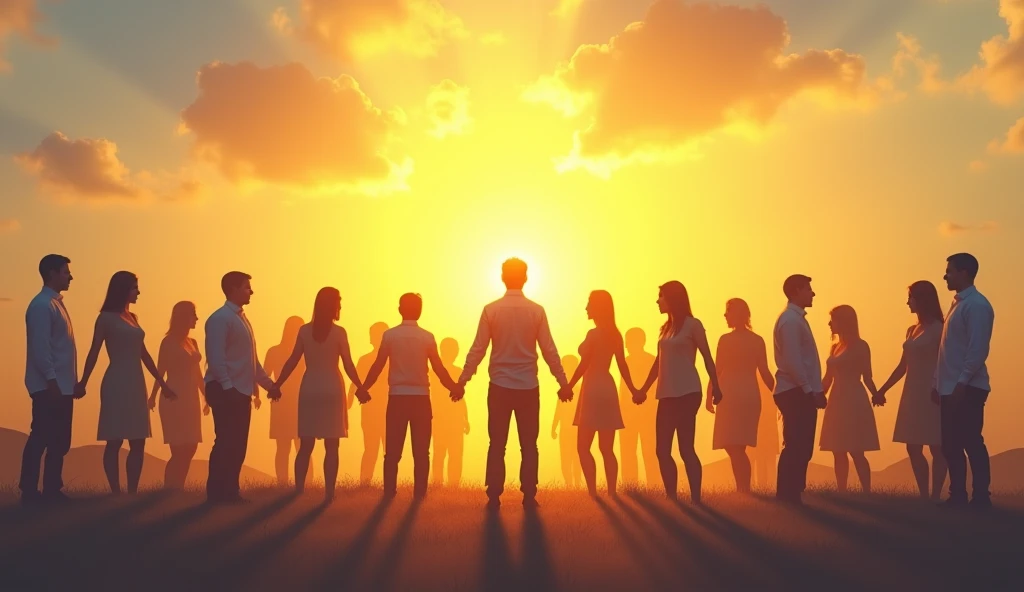 Create an image of new hope rising keep the same image just add 2/3 more people holding hands togather for new hope rising