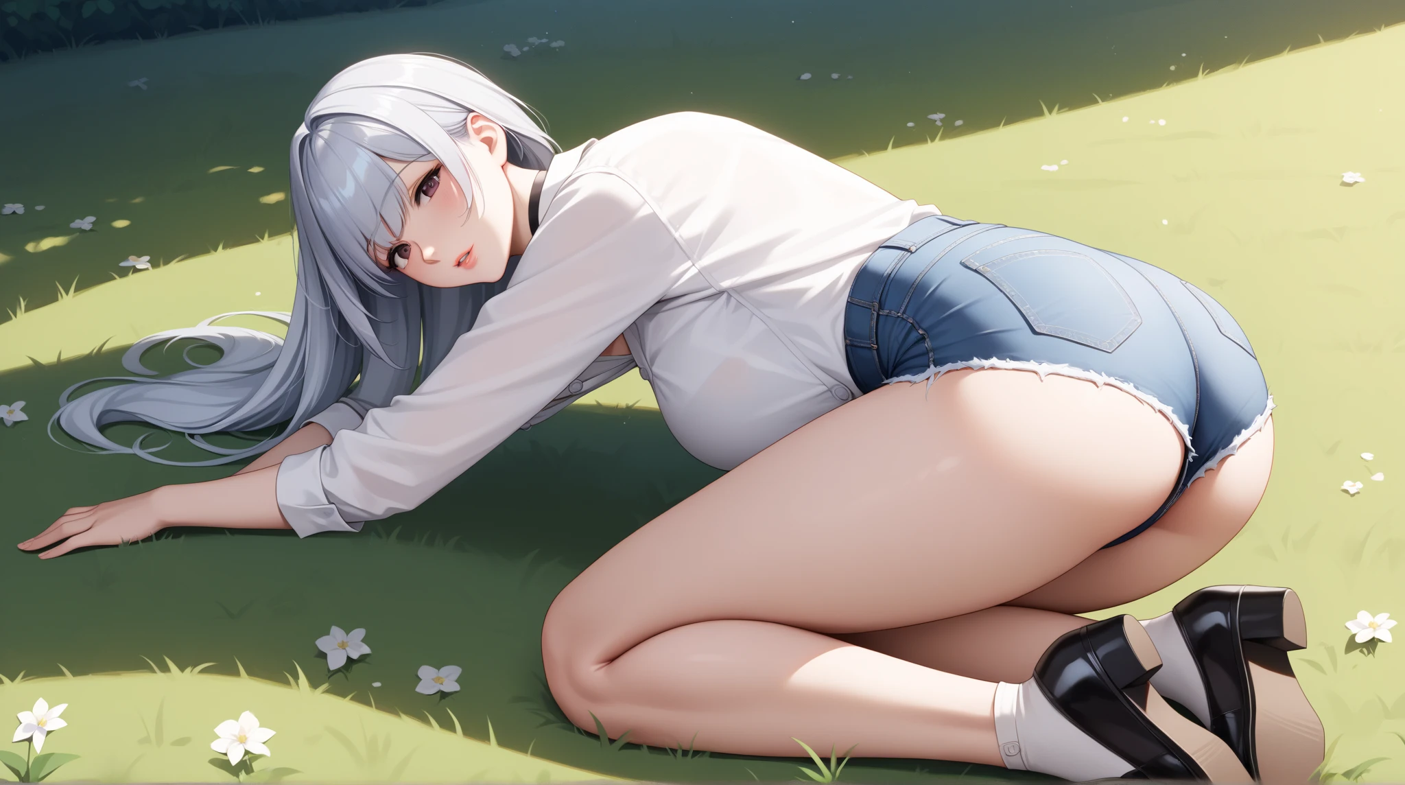 ((highly detailed)), nikke, shifty, perfect human hands, (great breast:1.1),masterpiece, best quality, ultra-detailed, glistening shiny, glowing light, ray tracing, HDR, deph of field, (perfect face, detailed face, detailed eyes,perfect hands,perfect fingeredium boobs:1.2),8k,HD,ultra realistic face,ray tracing,perfect lighting,best quality, ultra-detailed, shiny eyes, (smiling:1.1), ((1girl:1.2)),cowboy shot,thicc,streaked_hair,((blue gradient hair)),multicolored eyes, gradient eyes, (glowing eyes:1.5), mascara, (fashion make up), (parted lips,blush,cameltoe, all fouriddle of japanese countryside,japanese bridge,over the bridge,night,river,cherry trees,dark blue sky),((super detailed background)), dynamic poses, ((8k wallpaper)), (mature female) , (((spreading the legs))), (((naked))), (((lying down on the water))), (((nipples))), (((ass))), (((ass focus))), (((anus))), (((anus focus)))