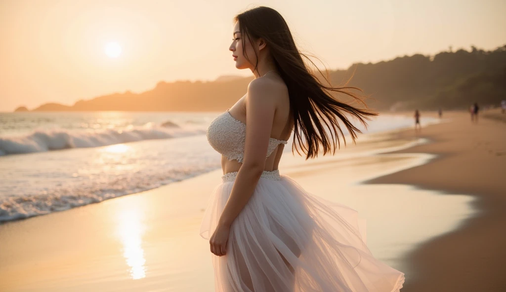 Ultra realistic cinematic soft light and ultra detailed red hour portrait,1girl in, 19, Solo, Long hair, Colossal , Looking at Viewer, black hair, Bare shoulders, Brown eyes, Full body, off shoulders, red football t-shirt, Realistic, A sexy, 4K, max quality, small breasts, super sharp image, 8K, beautiful pose, playboy model, photo session, red lips, headshot, masterpiece, sex bomb, kashmiri, detailed body, Egyptian dress, chewing lips, highly detailed, seducing, seductive,face only, perfect lightening, white skin, good bright lightening, beach ,