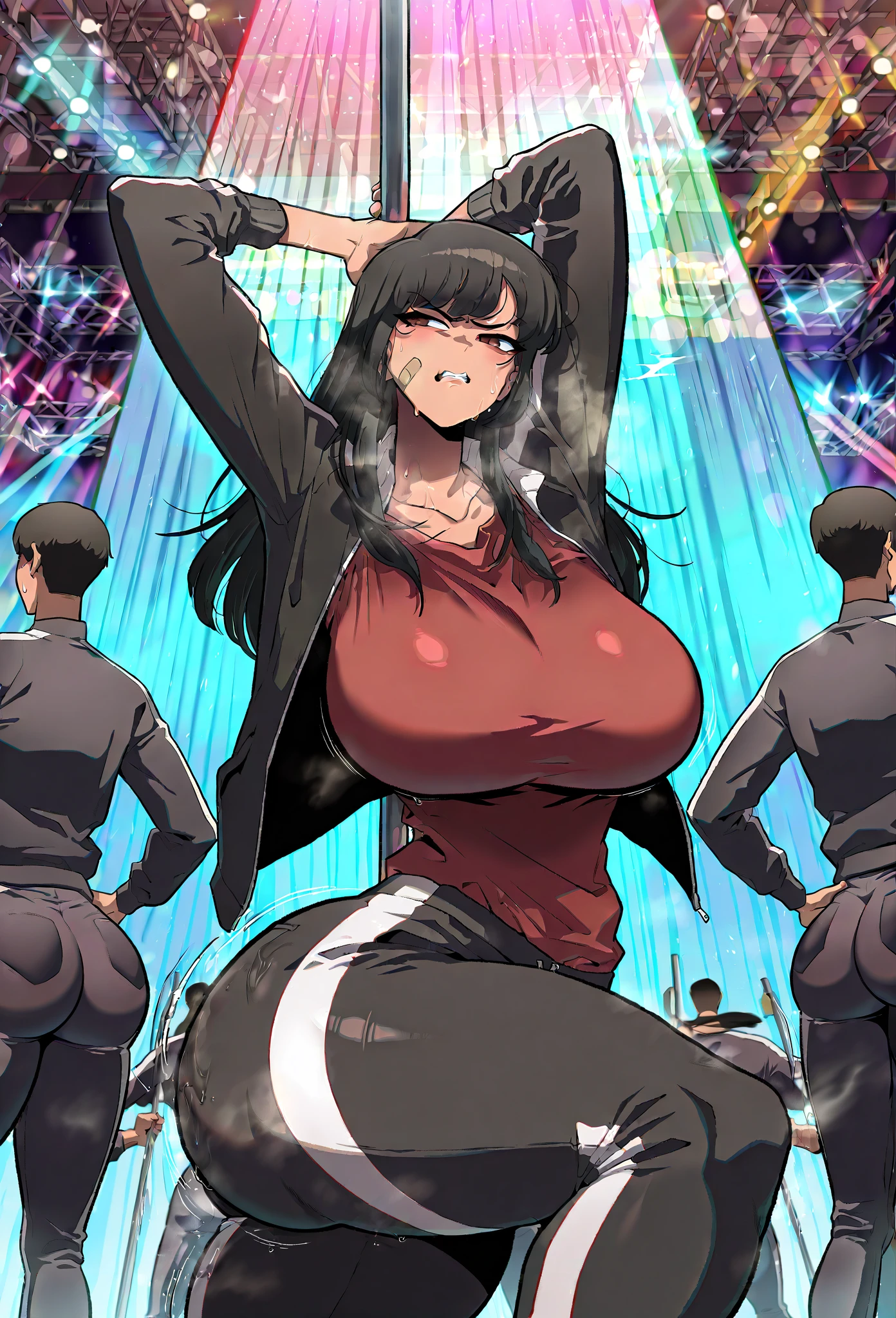 (vulgar),Juliana Tokyo,Japan,huge breast,sweaty skin,having an orgasm, disco club,white cum in glass,crowd,mature woman,Alone,(black hair),bob hair,(silver bikini),seductive woman,