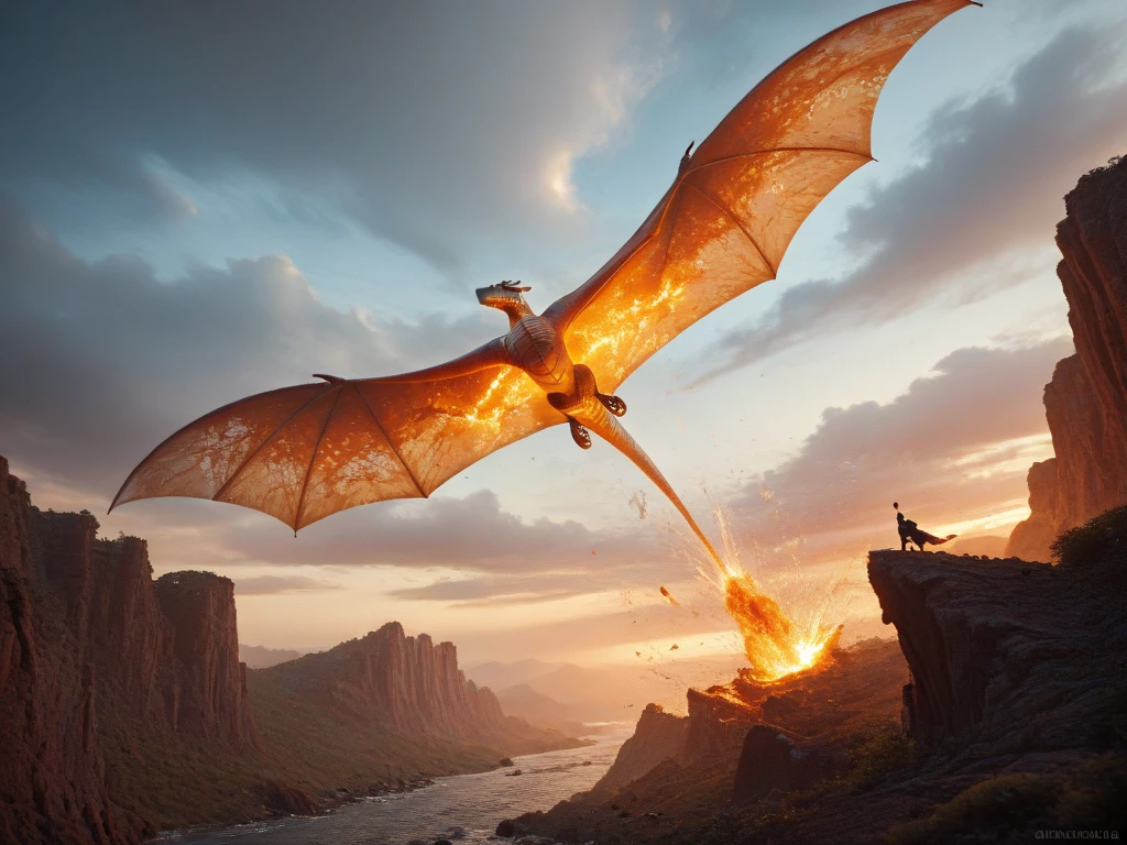 pokemon,Charizard,side view,3D,illustration,ultra-realistic,fiery orange and red hues,detail-packed wings,sharp talons,ferocious expression,strong muscles,dynamic pose,vibrant colors,fierce-looking eyes,smoke and flames surrounding,impressive scale and texture,highly-detailed scales,aggressive posture,swooping through the sky,imposing presence,blazing tail,roaring flames,aurora borealis in the background,striking contrast between the dragon and the sky,evokes a sense of power and majesty.