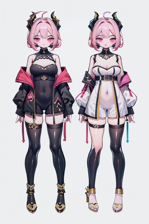 multiple views, pencil sketch, (sketch:1.25), (little girl,small breasts,), ((no shoes)), shy, best quality, graphite \\(medium\\), ske, gradient, rainbow, note, Line draft, highres, absurdres, (ultra-detailed:1.1), (illustration:1.1), (infographic:1.2), pajamas, (all clothes configuration:1.15), (solo), perfectly drawn hands, standing, cohesive background, paper, action, (character design:1.1), 
<lora:open_negligee æè£:1:lbw=MIDD>, babydoll, black negligee, black panties, thong, navel, 
<lora:nike-v100:0.8:lbw=OUTALL>, nike, 1girl, large breasts, hair ribbon, twintails, pink hair