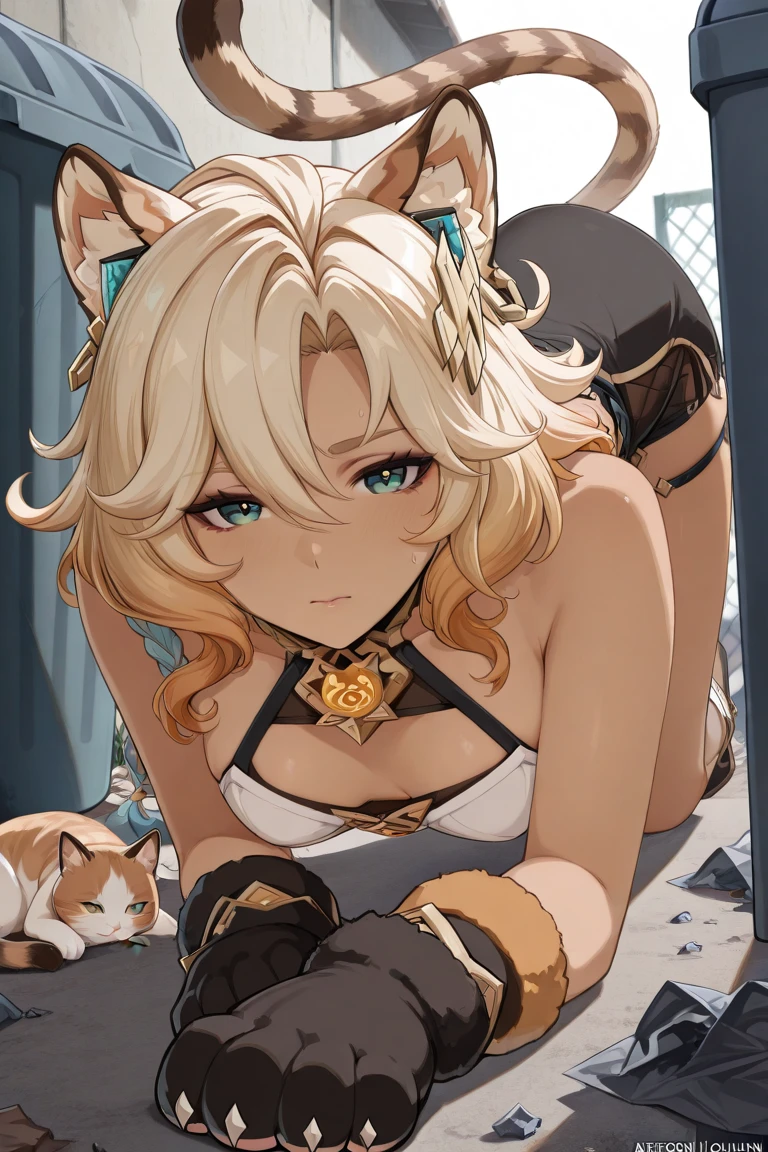 Looking at this, excited, aroused, attractive blonde young woman, lace underwear, big, skin tight, soft looking big, crotch wide open, shape of the tip of, lying on bed