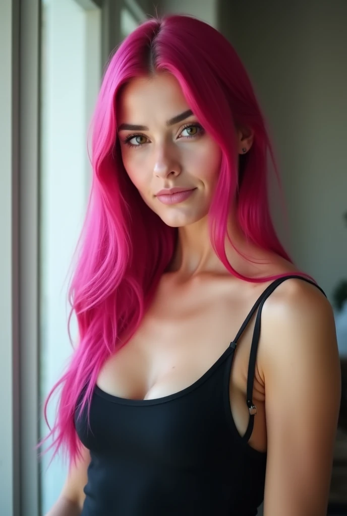 (RAW photo) night scene, full waist up pose of a sexy ultra hot girl, damp , cleavage ,posing, looking at viewer, smiling, half-opened transparent minimalist sexy short clothes ,pink hair in a ponytail, (green eyes:0.8), sensual seductive face, 33 yo, soft volumetric lights, soft key and fill lighting, (backlit:1.3), (cinematic:1.3), intricate details, (ArtStation:1.2), skin blemishes, (freckles:0.9)