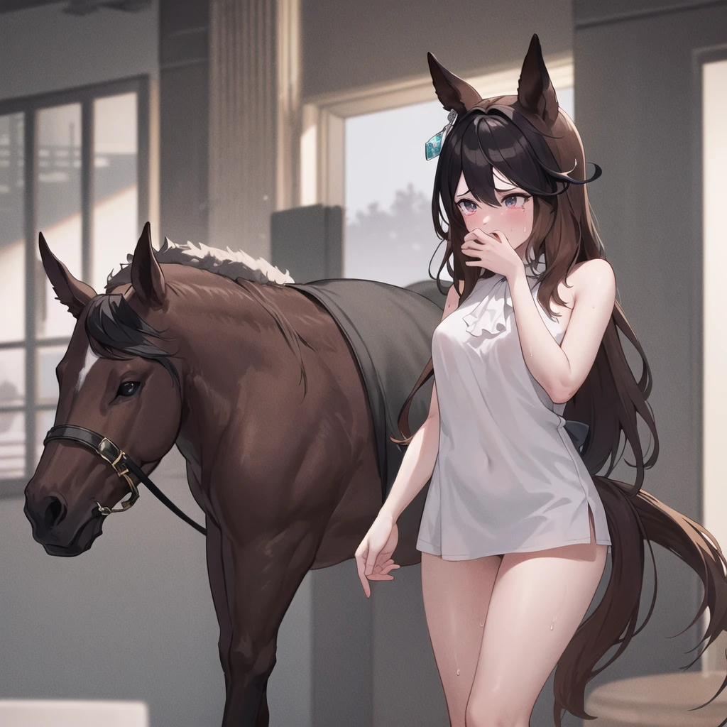 Cute little 4 year old, has sex horse, desnuda, (cum).