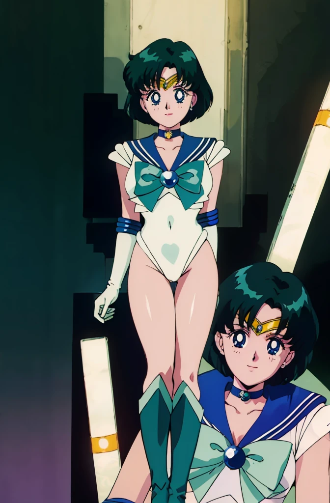 masterpiece, top-quality, hight resolution, Mer1, tiarra, the bow, knee boots, a choker, white glove, Blue choker, elbowgloves, jewely, 耳Nipple Ring, cowboy shot, 1990's\(styles\), plein air, put hands on the hip, A smile, Indoors, Underwear、White underwear、White bra、White panty、Underwear with a small area、in one's underwear only、Nipples are coming out、teats、teats、teats、Underwear、White underwear、White bra、white panty、Underwear with a small area、in one's underwear only、Nipples are coming out、teats、teats、teats、Pussy、Pussy、Pussy、Retro anime style、TV anime style、Ami Mizuno、Sailor Mercury