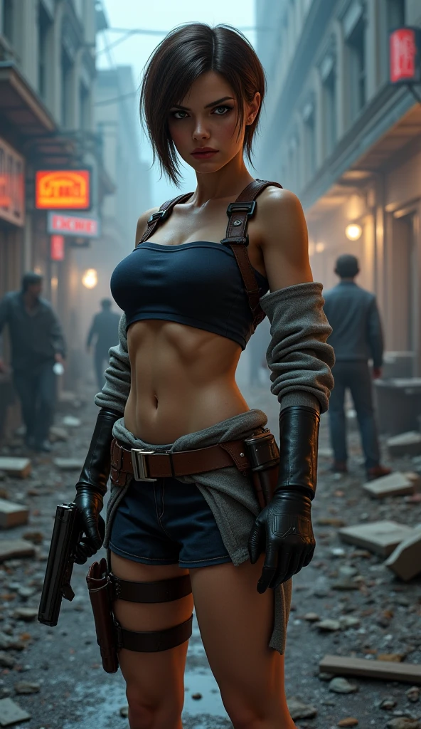 a teen emma watson dressed as megaman standing as a captivating figure amidst the desolation. her physical appearance tells a story of tragic transformation and decay, evoking both fascination and a sense of unease. the teenage robot girl's once-youthful countenance is marred by the relentless grip of decay. Their her flesh, once vibrant and alive, now hangs in tattered shreds, exposing patches of decomposed muscle and bone beneath.