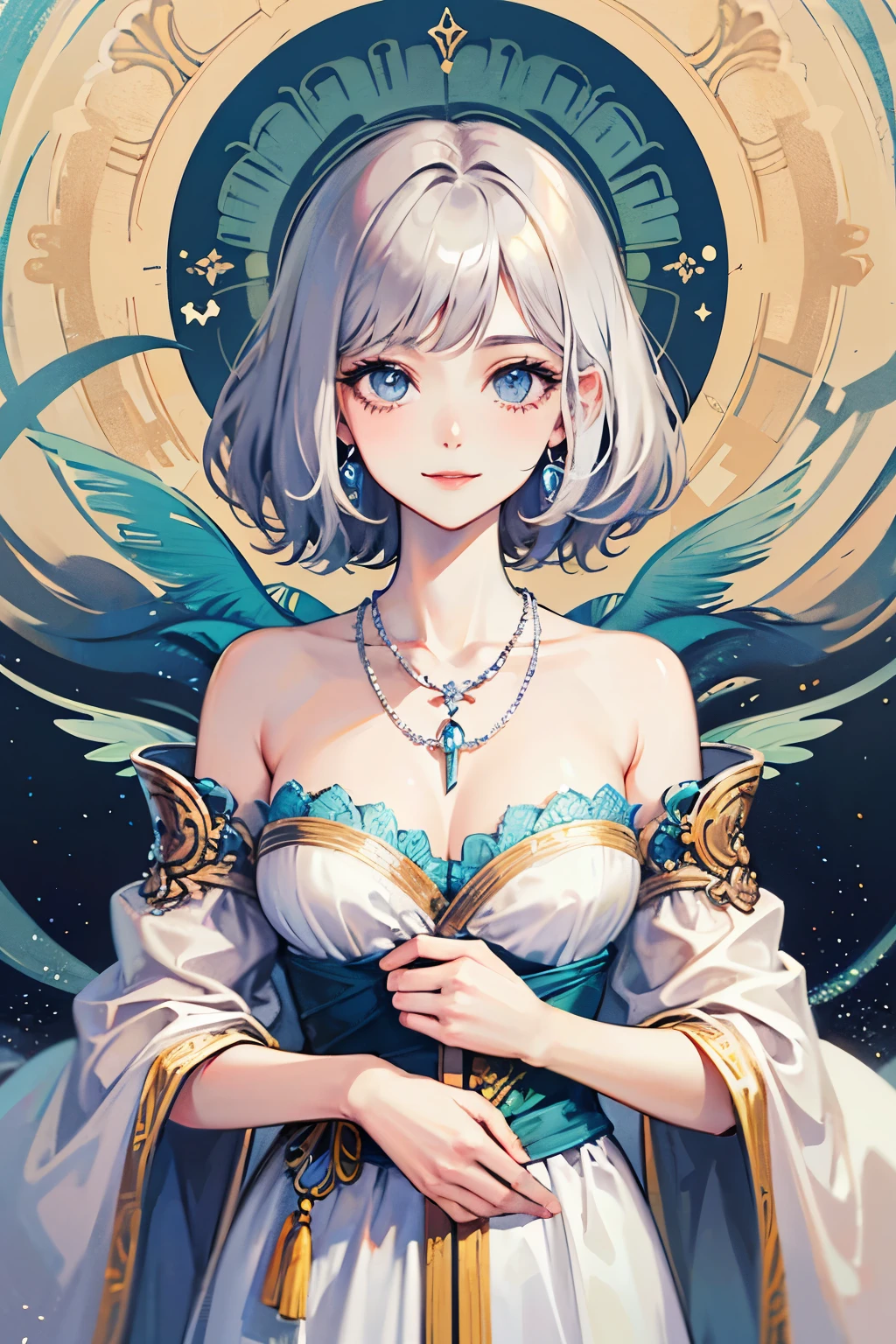 ((highest quality)),(ultra high resolution),(Super detailed),(detailed description),((best CG)),(best work of art),super precision art,great drawing art,(Fantasy art with precise details:1.5),(religious painting:1.8), (1 Female Angel:1.6),(beautiful and well-shaped face:1.5),small breasts:1.6,(collar with chain:1.4),(Lifeless eyes:1.3),Evil tattoo:1.3,folded wings:1.3,