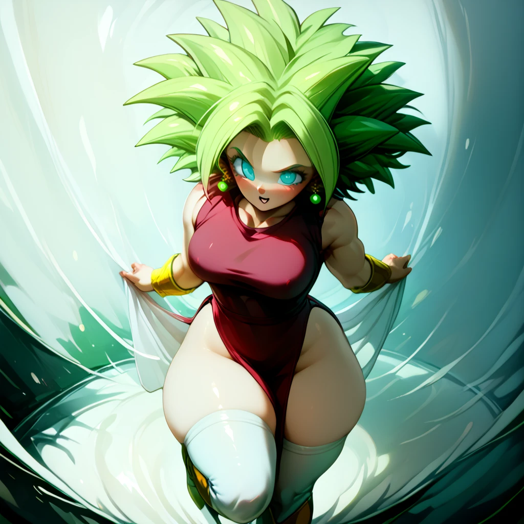Kefla, garota, gostosa, bunda grande, peito grande, Costeiro, cabelos verdes, 1girl, mostrando sua bunda, corpo esguio, cintura fina, showing your , naked