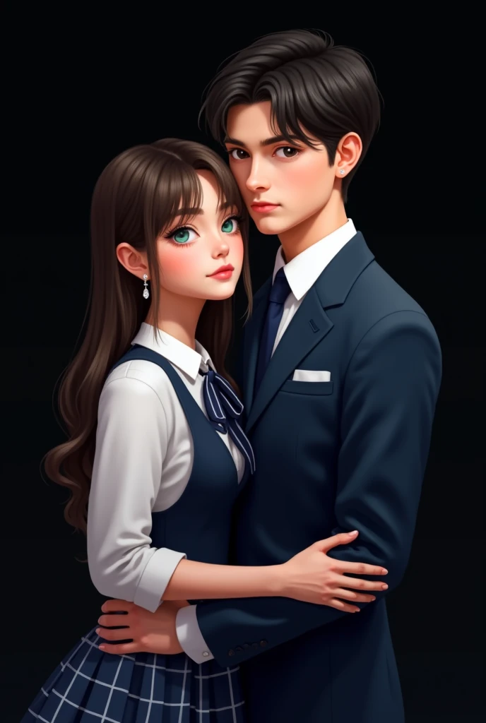 A beautiful girl hugging a handsome boy in school uniform book cover