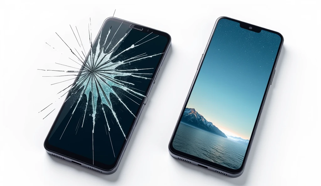 I create an image of a phone with a broken screen and then a new phone