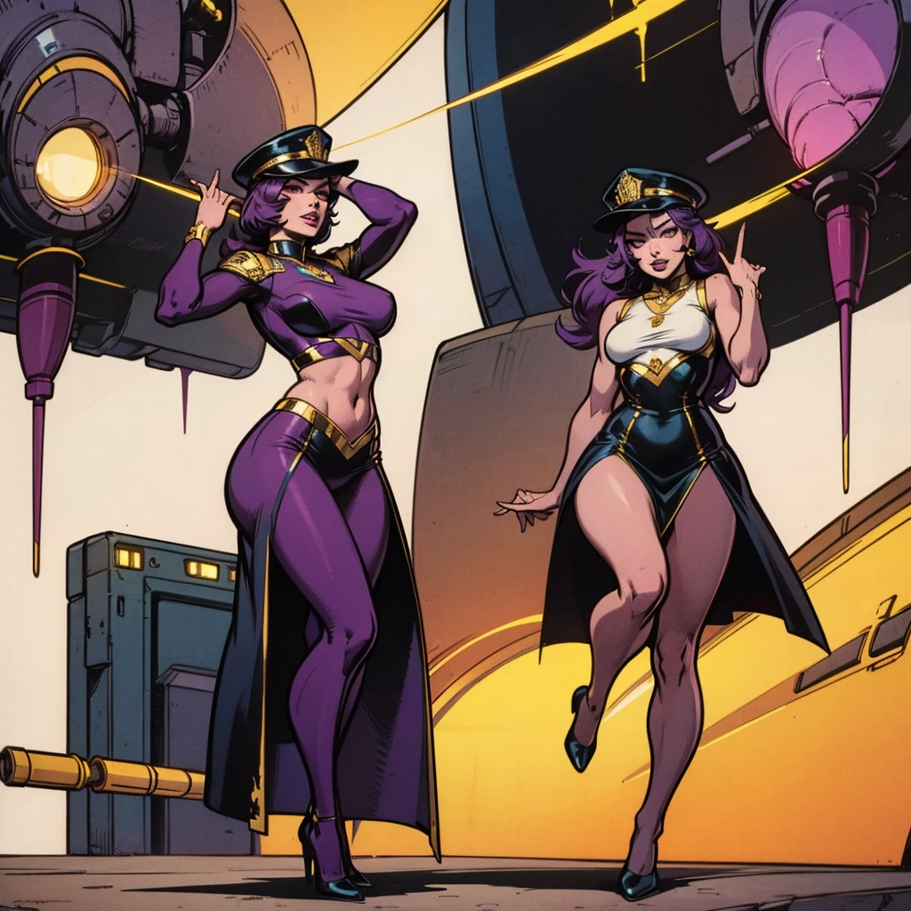 (thick body mature women age 40 American milf super model) wearing space warrior cosplay outfit, space ship, sfw, smiling greeting viewer, (((make everything as SFW))), lift dress show thong panties to viewer, standing straight in a line surrounding viewer, ((1 warrior leader surrounded by new maid standing in a straight line greeting viewer)))