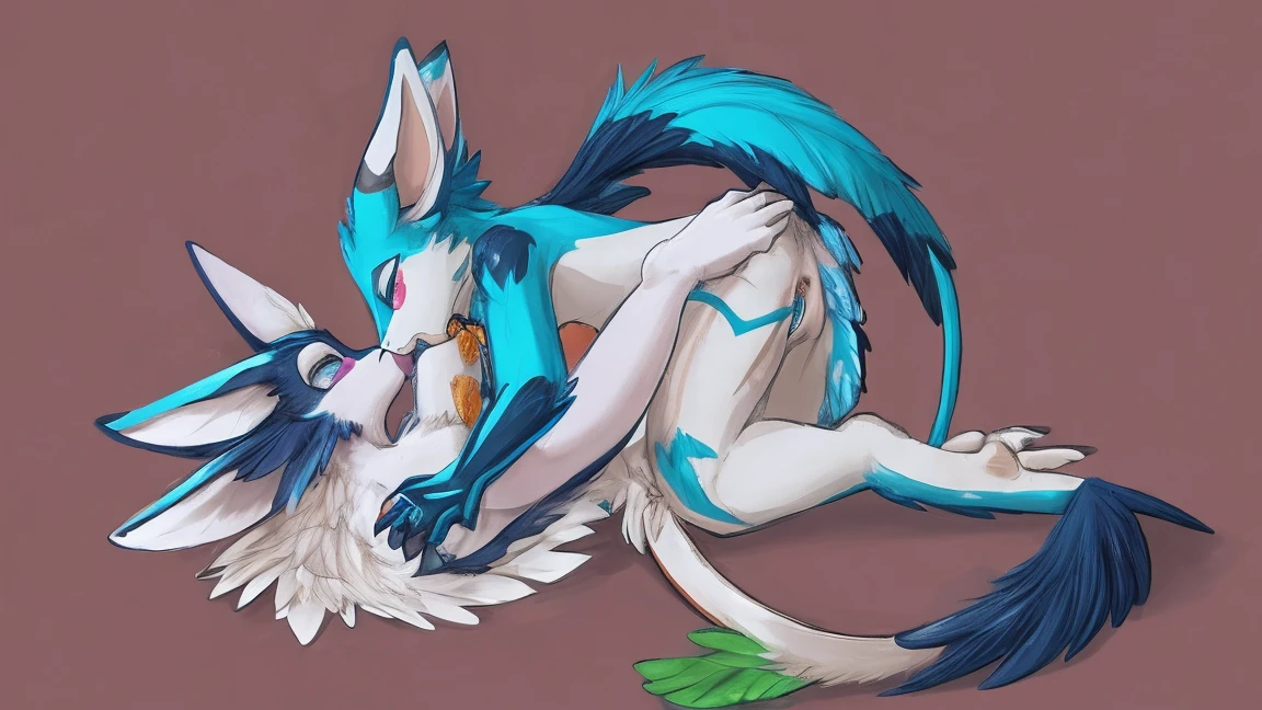 score_9, score_8_up, score_7_up, (shirou ogami, female wolf anthro, feminine, hourglass figure, white furry body, fluffy tail, detailed fur, fluffy body, blue eyes, tired expression, looking down at male, black lips, collar), naked, simple white background, on a bed, sex, cowgirl position sex, she is straddling a faceless human male, human Male is cropped out, simple white background, side view