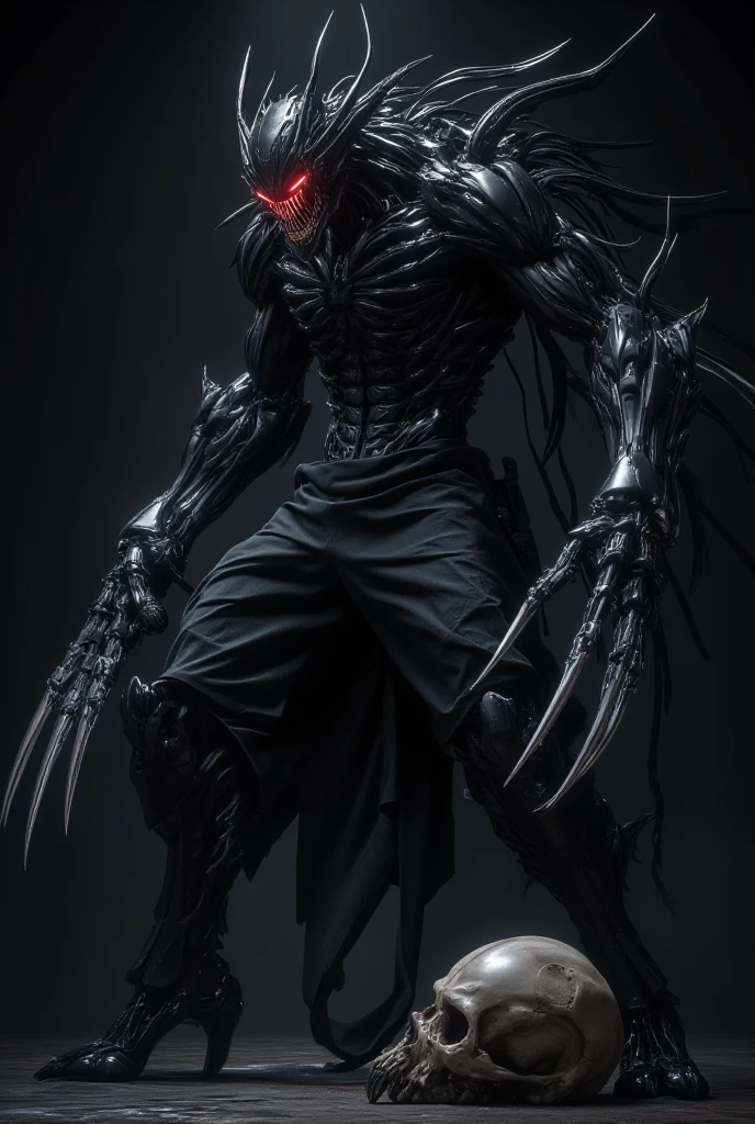 (raw photo, best quality) , (Realistic, photo-realistic: 1.3), Extremely formidable, overall plan, masterpiece, ultra-detailed, high resolution, Best illustration, best shadow, complex, depth of field, horror, scary, frightening, terrifying, only, man 1man(Male), athletic, dirty hair, dreadlocks (scary eye), bad eyes crazy, sadistic smile of crazy monster with sharp teeth, chin stretched out, percings, Look at the viewer, black clothes, black jacket without sleeve, blood, sangy, expression crazy, Sharpness, volumetric fog, 8k uh, DSLR, High quality, (film grain: 1.4), Fujifilm XT3, darkness, night