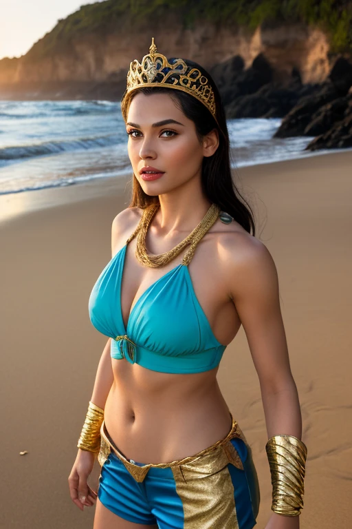 Render 3d de personagem feminina, Vista frontal e lateral, pequeno bonito ( Cleopatra with sunglasses )« Head, In the style of playful animation, Gongbi, photo-realistic hyperbole, Disney Animation, castanho claro e branco, Protagonistas Juvenis, ironic