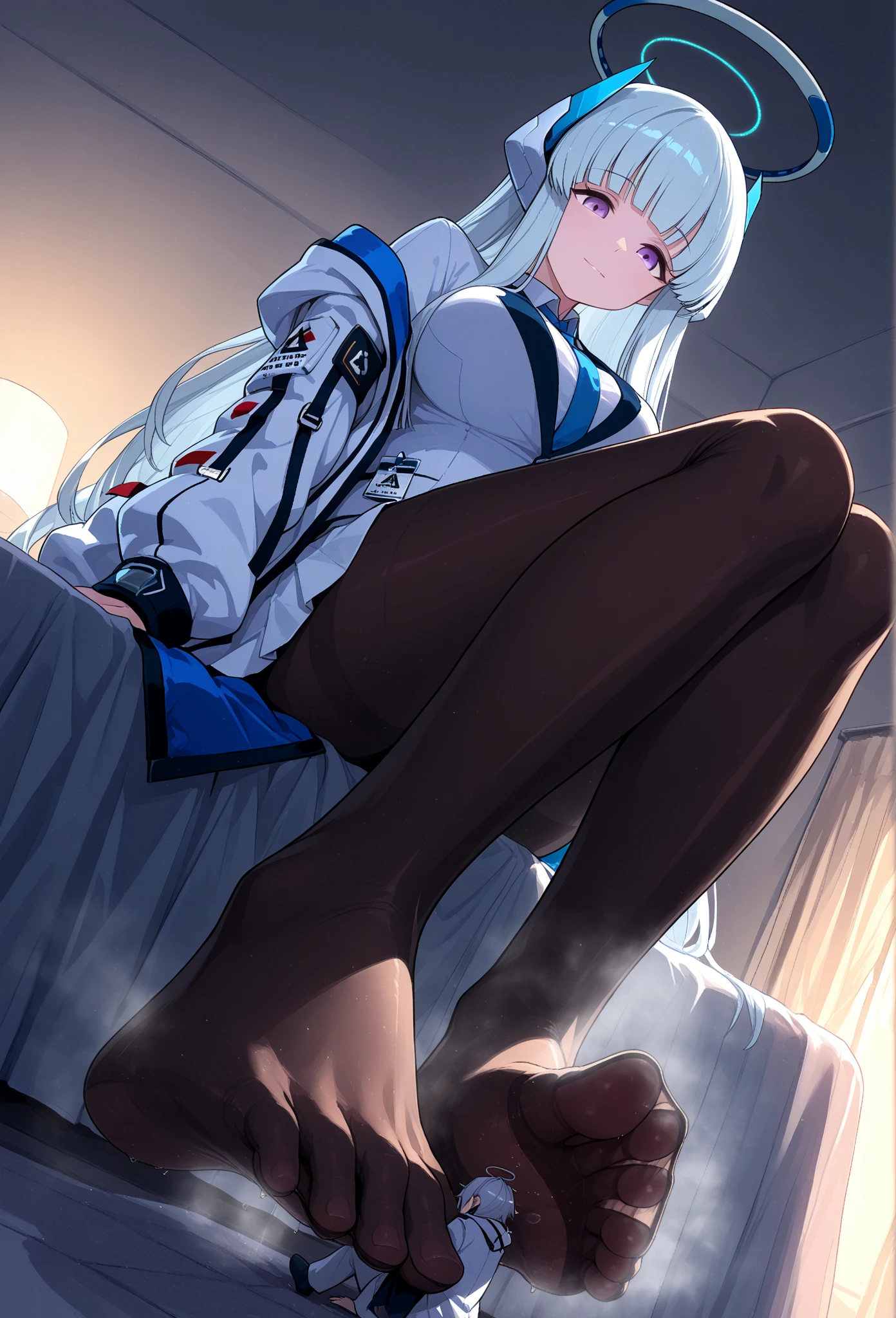 (3d rendering:0.46),masterpiece,((best quality)),extremely detailed,Illustration,  <lora:altinaV8:0.9>,  ass focus, bed,
1girl, lying, long hair, solo, [pantyhose], beret, bangs, jacket, lace-up boots,  miniskirt, expressionless, looking at viewer, 
apathetic,
