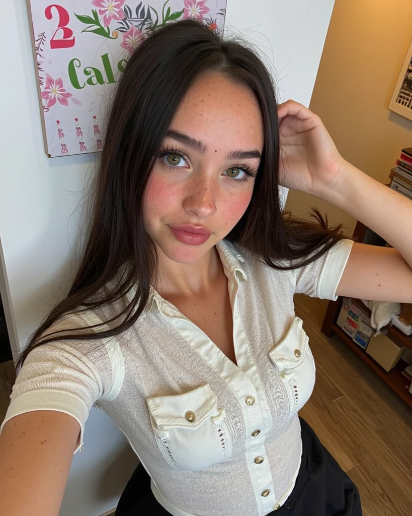 pov_interaction, steph1 , pink_off_shoulder_shirt, (high_detail intricate lifelike), eyes, livingroom,