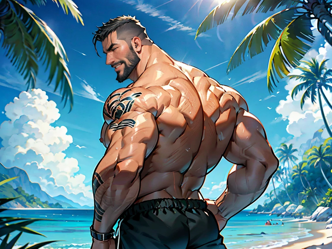 There is a man with dreadlocks standing near a pool., white loincloth, detailed white, athlete, the extremely hot and sexy, wide and solid trunk, male sexy, Diego5, profile pic, mid shot of a handsome guy, convinced, by the pool, white skirt and bare chest, comely man, comely!!!, white fluffy cotton shorts, caio santos