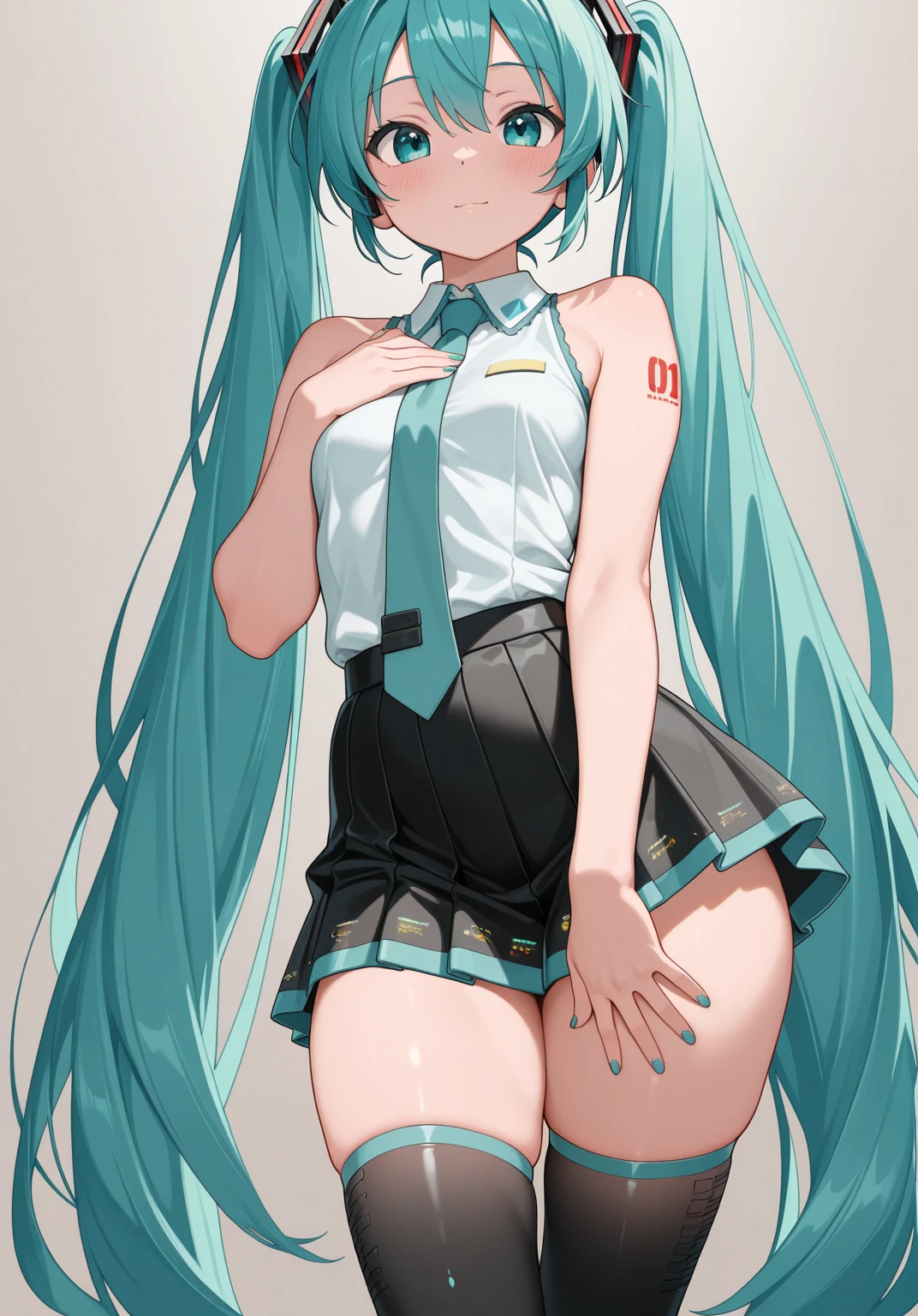 Hatsune Miku, NSFW, no shirt, no bra, gigantic breasts, lifting skirt, no panties, dripping pussy, city background, from below, Youtube MMD,