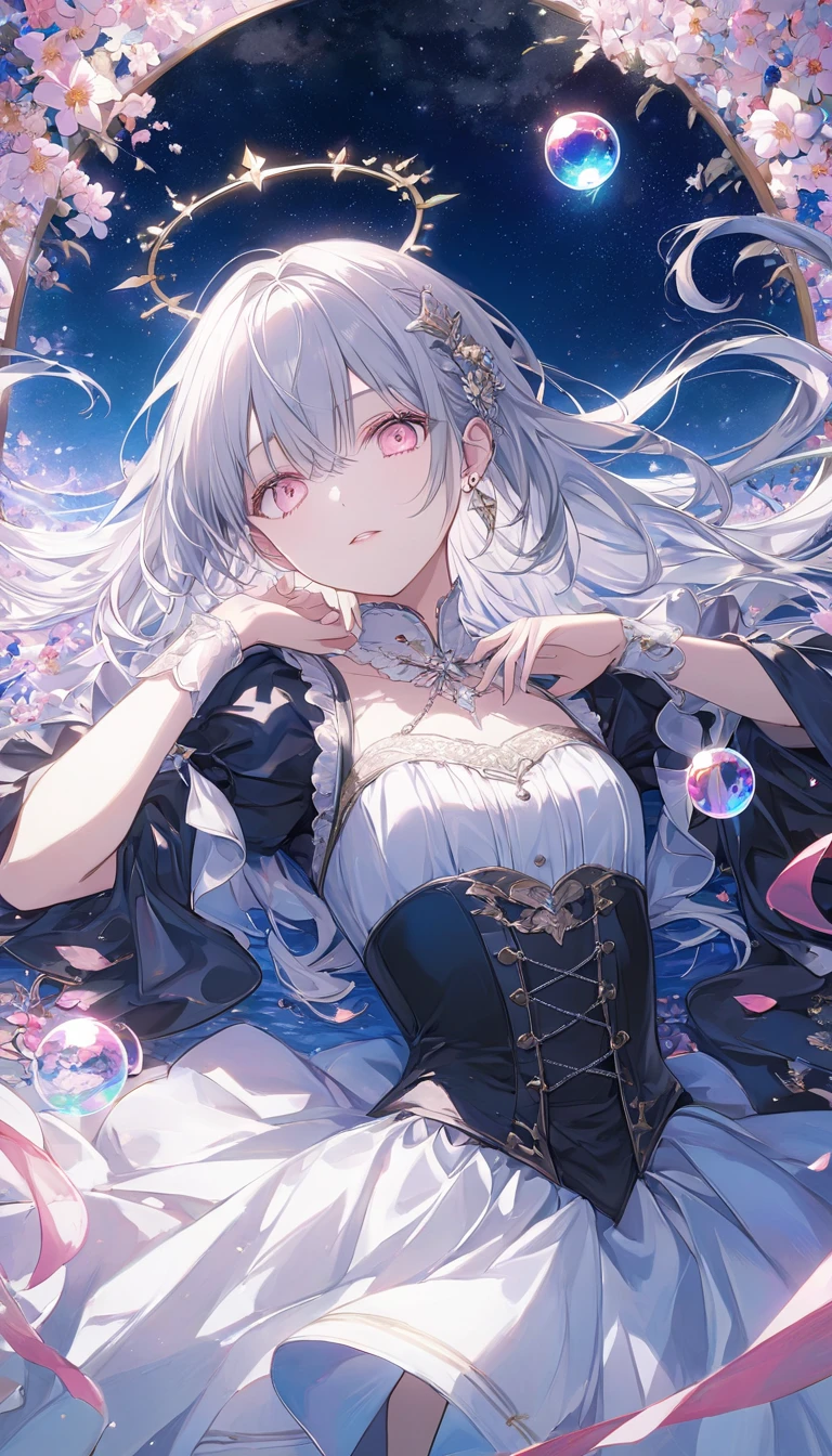 8k, High definition RAW color art, Animation, Silver Marble Skin, (((Ultra detailed elegant))), Magical atmosphere, Detailed skin, Texture,(Intricately detailed, Fine detail, ultra-detail art), depth of fields, Silky Touch, Hyper Detail, (pastel purple), beautiful eyes, elegant face, doctor coat, from waist, hip, black room, lingerie, looking back, roomlight, room tree