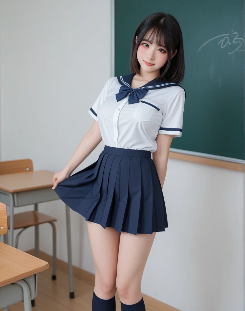 Lens 85mm F1.8,(highest quality),(Tabletop:1.1), (Beautiful 10 year old Japanese girl), (Moist lips), Narrow eyes, double eyelid,Beautiful shin、Slender figure、Detailed eyes、(ponytail)、
(Dappled Sunshine:1.2), Dramatic lighting,
Neat sailor uniform、navy blue mini skirt、White tri-fold socks、Loafer shoes, (Sunburned skin:0.7)Called by the teacher,In an empty school classroom、((My teacher is standing behind me and we're about to have sex:1.6))、(((She put her hand under my skirt:1.5)))、((The teacher also sat down.:1.5、I'm sitting on my teacher's genitals、:1.5))、(Shoot so that your shoes are visible:1.5)、((Photographed from a distance to capture the whole body))、
