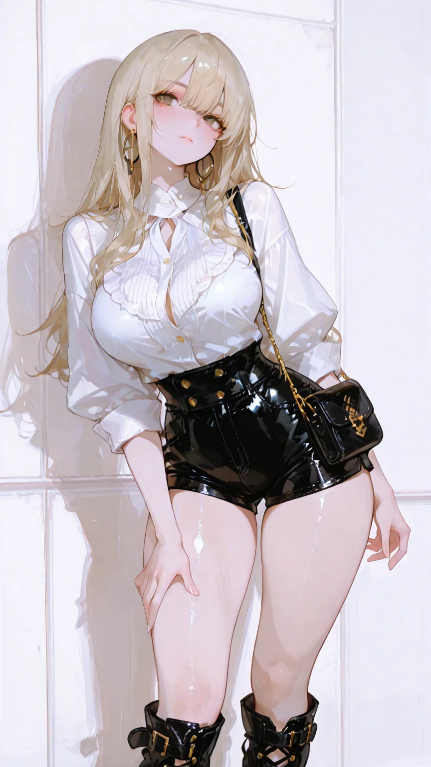 highest quality Shining, clear, white skin、Her windblown blonde hair hides her beautiful face、huge、20 years old cute sexy little beautiful face、Beautiful straight hair that stands out、growing up, Sparkling light blue eyes、long silky bangs that cover cute eyes, Sexy and cute young woman with super long hair hiding her sexy face、Super long, natural platinum blonde shiny hair Beautiful bangs that cover the forehead and reach the eyebrows Beautiful chest whole body Lower Body Overall image Sensual pose They are trying to seduce me. A devilish look Classic Gothic Lolita outfit Trying to kiss her with her beautiful lips Beautiful legs with buttocks sticking out Wearing knee socks Crouching with legs apart Beautiful nipples visible from the chest (Her crotch is hairy:1) Nasty Woman