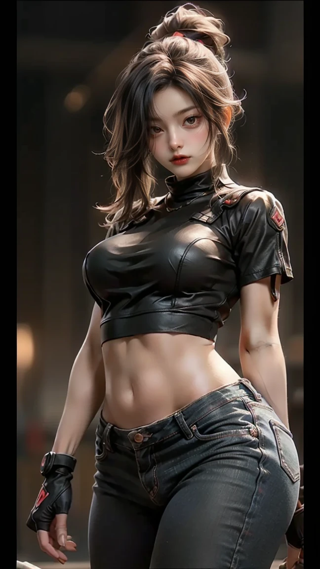 sfw, ((Best Quality)), ((Masterpiece)), (High Detail:1.3), 3D, machine gun in hand,beautiful (cyberpunk:1.2) special forces, robort, woman with thick voluminous hair in (in camouflage_uniform:1.1), bulletproof vest, raincoat, digital (camouflage: 1.3), HDR (High Dynamic Range), ray tracing, NVIDIA RTX, ultra-high resolution, Unreal 5, subsurface scattering, PBR texturing, post-processing, anisotropic filtering, depth of field, maximum clarity and sharpness, multi-layered textures, albedo and reflection maps, surface shading, accurate simulation of the interaction of light and material, ideal proportions, octane rendering, two-color lighting, wide aperture, low ISO, white balance, rule of thirds, 8K RAW, Effective subpixel, subpixel convolution,, wearing bra,((skinny waist)), young asian girl, ((big breasted)),
