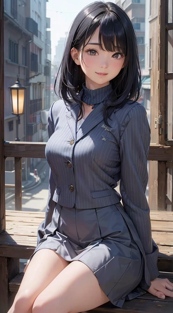 (masterpiece:1.2, Highest quality), (Realistic, photoRealistic:1.4), Beautiful illustrations, (Natural Side Lighting, Cinema Lighting), View your viewers, Cowboy Shot, Front view:0.6, 1 girl, Japanese, OL, Perfect Face, Cute and symmetrical face, Glowing Skin, (lLong hair:1.4, Straight hair:1.7, Brown Hair), Hair between the eyes, Emerald green eyes, Long eyelashes, (Large Breasts:0.9, Thick thighs), Beautiful Hair, Beautiful Face, Beautiful attention to detail, Beautiful clavicle, Beautiful body, Beautiful breasts, Beautiful thighs, Beautiful feet, Beautiful fingers, ((White collared shirt with long sleeves, dark blue suit vest:1.4, Dark blue tight skirt:1.4, Black Pantyhose:1.3)), High heels, (Beautiful views), evening, River side, walk, Place your hand on your chest, (Cute smile, Upward glance),