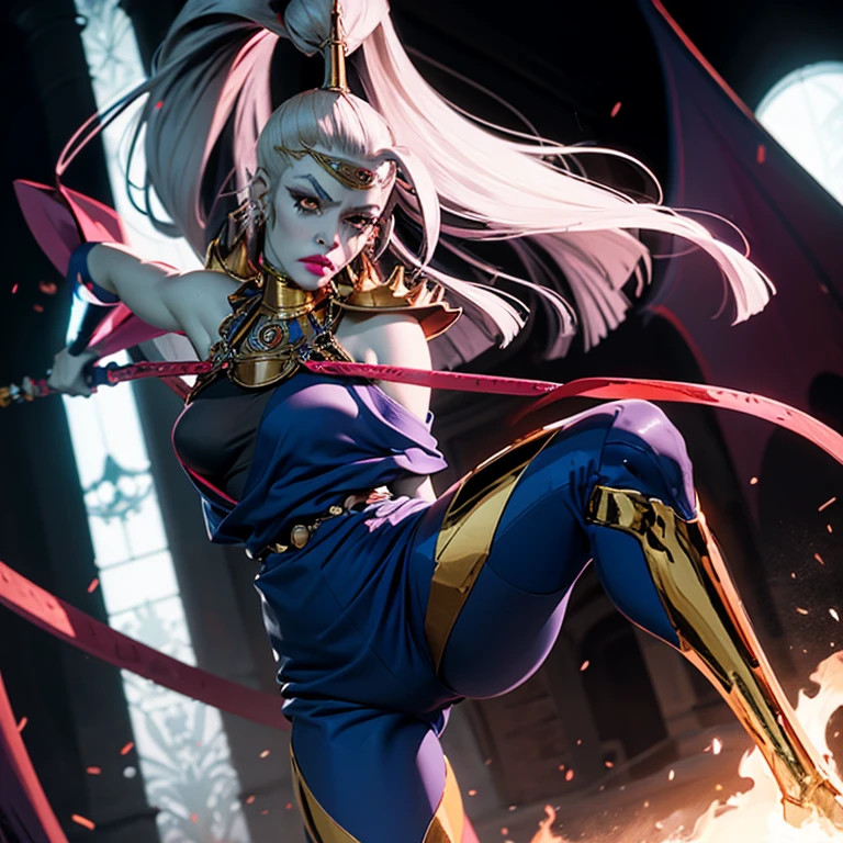 ((full body, standing):1.5), {(Princess Zelda)}, {((wearing black ninja costume, with golden bands, extremely tight body, ninja mask on face)), ((extremely large breasts)) , ((Super Saiyan Pink hair, sparkling green eyes)), ((blood on clothing and floor):1.4)), looking at viewer, smiling, ((striking fighting pose))}, {((in an ancient Japanese temple, clouds in the sky, people of different ethnicities, people fighting))} ((Dragon Ball Super Saiyan)), 16k, best quality, best resolution, best sharpness, ultra