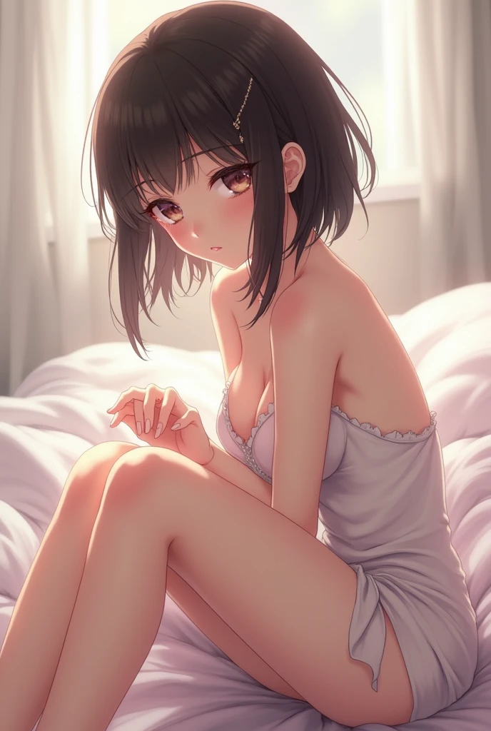 ((Highest quality)), ((masterpiece)), (detailed), One person,Anime Style、cute、(Petite)、naked、Short Hair、Spread your legs