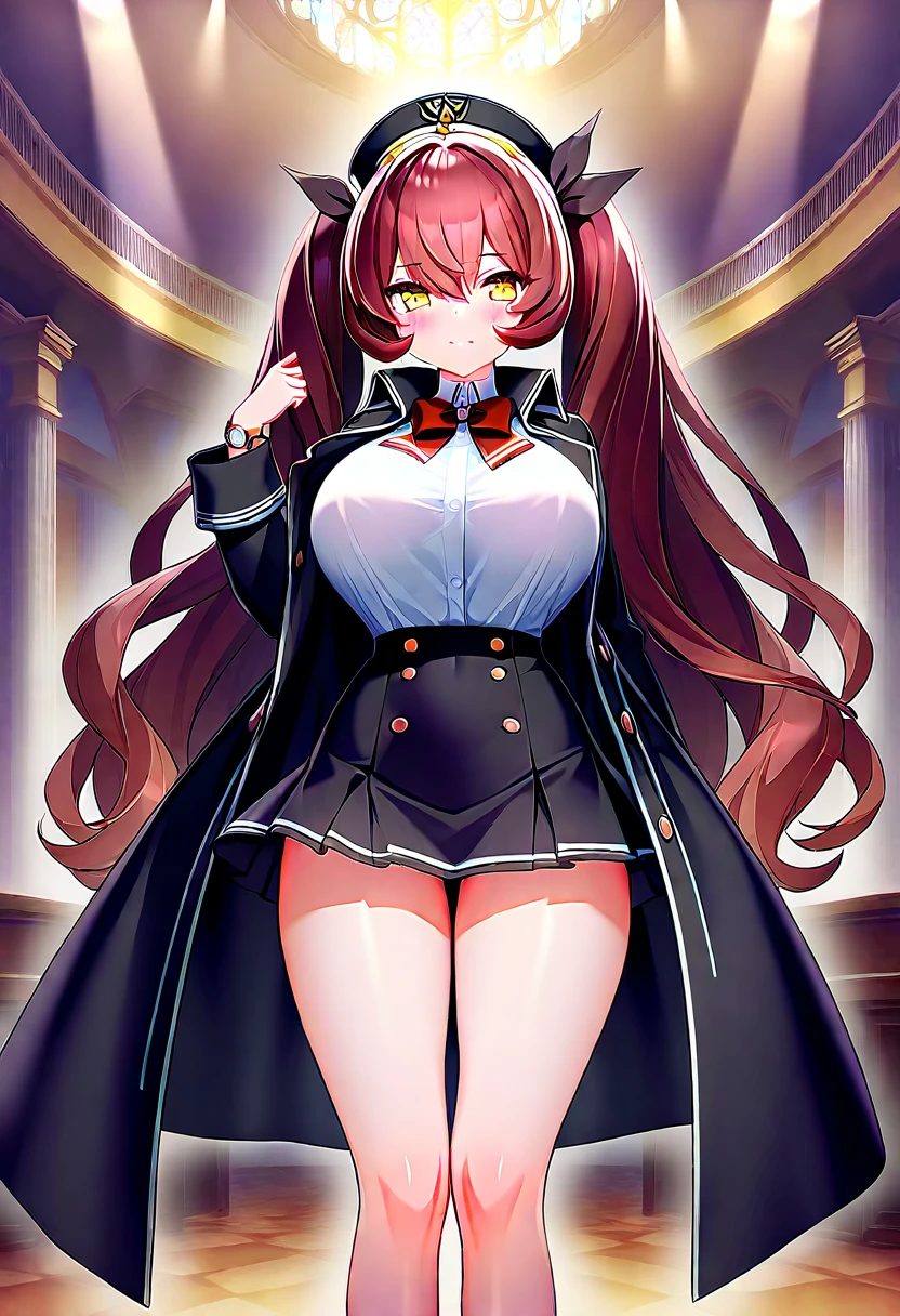 masterpiece, best quality, high resolution,
1girl, solo, , standing, big breasts, arms up,