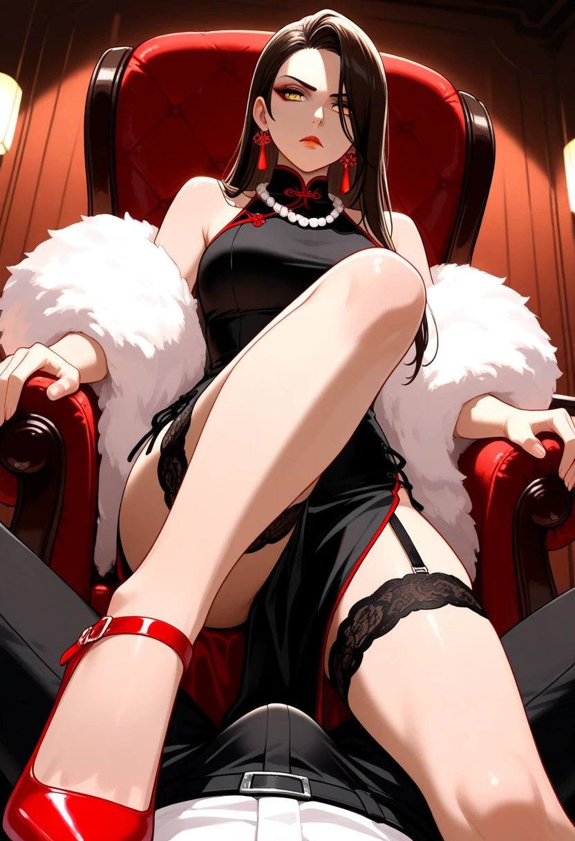 Boa Hancock sitting on the bed