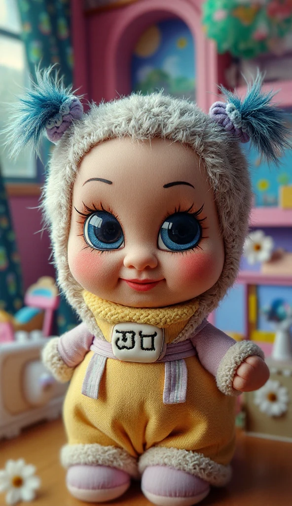 "A sticker of a 2-year-old girl, feliz, sonriendo, holding a pink-robed doll on her arm, altamente detallado, detalles intrincados, ultra fotorealista" --auto