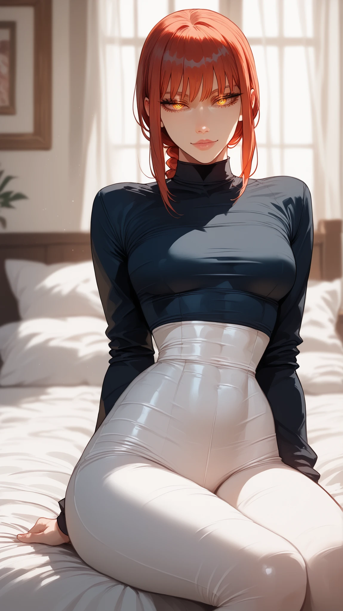 ((best quality)), ((masterpiece)), (detailed), hot girl, big , only leggins, red hair