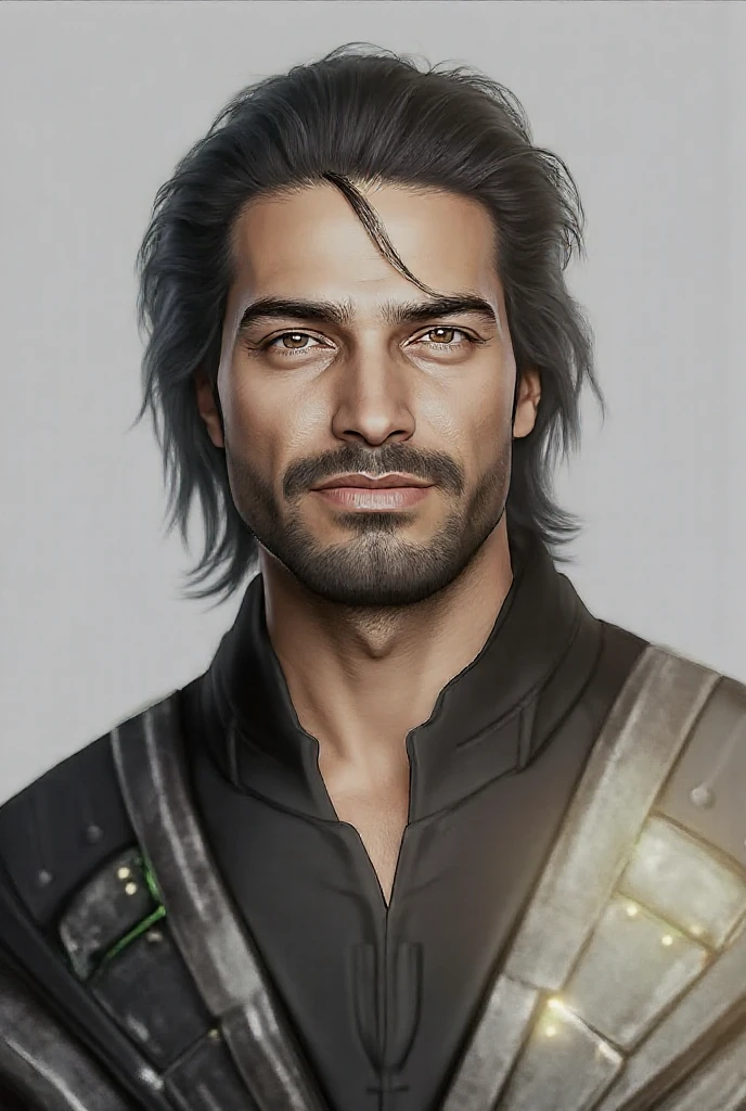 (Absurdres, Absurd Amount of Details, Intricate Details, Masterpiece, Best Quality, High Resolution, 8k), (1man), (male:1.2), mature, dashing face, finely detailed eyes and face, toned body, masculine appeal, commanding presence, hot stud, bulging biceps and triceps, well-developed quadriceps and hamstrings, light skin, turquoise wavy hair, ruby eyes, standing with one hand on a nearby object and one leg slightly bent, precise and accurate details, danish, portrait, looking down, solo, half shot, detailed background, (high fantasy medieval theme:1.1), nordic medieval raider, fighting stance, norse pagan mythology, blood soaked, simple muted dark blue fur lined leather vest, helmet, mjolnir symbolism, rain, cinematic scene composition, norse dark fantasy atmosphere,, finely detailed background, Depth of Field, VFX,<lora:add_detail:1>,Jaimie, black_hair, facial_hair, muscular, 1boy, chest_hair, male_focus
