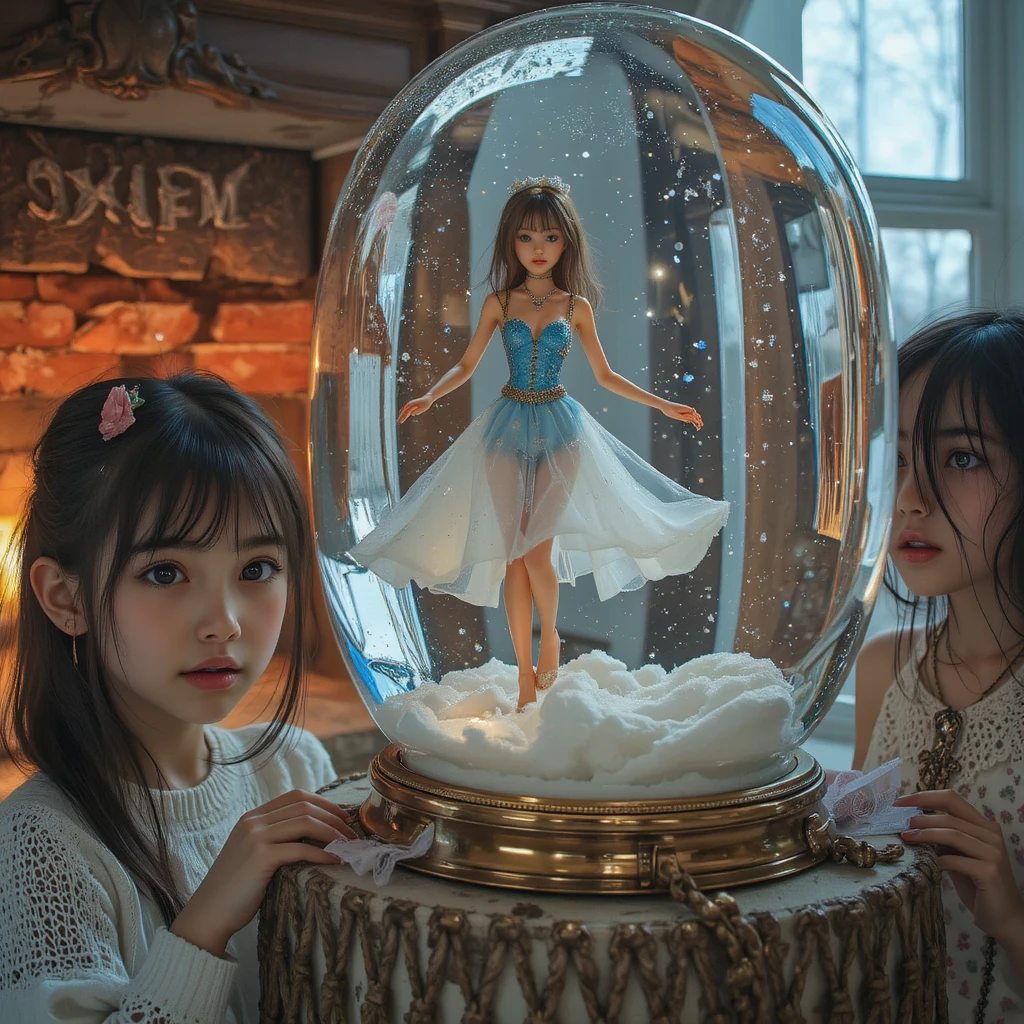 ballerina dancing inside a snow globe