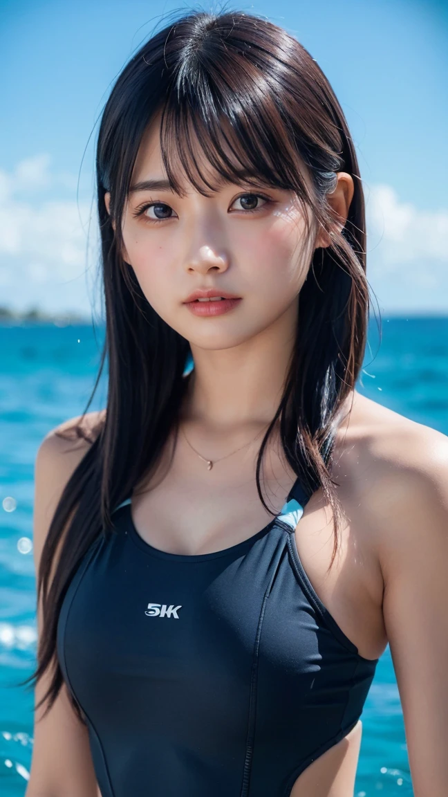 Sexy Big 、A cute 22-year-old girl with a sexy and cute look, beautiful and sexy face、A strong wind blows my hair in front of my face、Straight pink hair、beautiful, Cute and sexy eyes hidden behind long bangs、Sunburned skin、Cute ribbon、割れたAbdominal muscles、Muscular、Muscularな体、Abdominal muscles、Fitness、Fitnessモデル、Toned body、引き締まったAbdominal muscles,Training wear