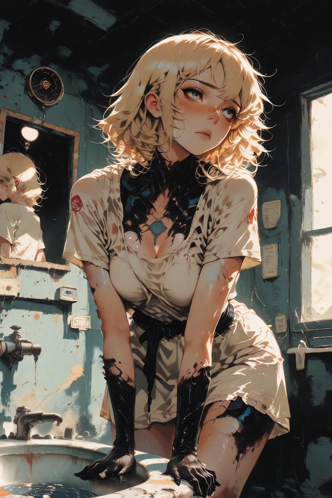 Dogs and bestiality、Radically、violently with the beast、copulation、Choker with chain、crawl on all fours、drool、Pant voice、be happy、erotic、droopy eyes、Master,、Cardigan naked、(((( highest quality, High resolution)))), Highly detailed 8K, Beautiful girl with a slender body, (Ultra HD, super detailed, very detailed, very realistic, surreal, realistic pictures), (1 girl:1.5), detailed eyes, short wavy hair,delicate golden hair、 bob cut, golden eyes, light smile, (big breasts: 1.2), (sunbeam, sunlight、strong wind), blush, Sweat、Raising the buttocks high