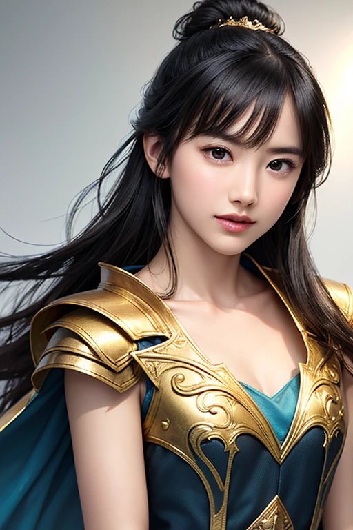 (Extremely beautiful young girl with smart look, very detailed and sharp facial features and expressions, very detailed and shinning glossy eyes, very detailed and full glossy lips, very detailed and shinninh hairs, detailed and perfect symmetrical face, extremely detailed surroundings, complete hands, HD, no dots, no blur, original_character, beutiful pose, light_brown_eyes, full_body, , one_eyes_closed, beutiful_smile, long_hair, one foot was up behind the second leg, (highres:1.2), (fantasy theme:1.2), (bokeh:1.2), (best quality:1.2), (soothing tbeautiful woman warrior in golden greek armor, Jet black hair, hoplite helmet, muscular, huge naked breasts, I look at the viewer, foreground, model photo poses, work of art, best qualityer, 8 mil, nblurry background, medieval fantasy castle in the background, (best qualityer,4K,8k,high resolution,work of art:1.2),ultra detali,(realisitic,photorealisitic,photo-realisitic:1.37),quantum mechanics,Mystery,beautiful girl,universal truth,illustration,cosmic scenario,surreal elements,swirly vibrant colors,hidden messages,ethereal atmosphere,Magic Effects,infinitely detailed quantum equations,intricate patterns,breathtaking visuals,subtle hints of the unknown,supernatural dimensions,divine symmetry,cosmic harmony,transcendental beauty,deep metaphysical meaning,hauntingly beautiful girl,sublime revelation,subatomic particles dancing gracefully,whispered secrets of the universe,inspiring universe,Deep lighting,fleeting glimpses of reality,cosmic illumination,pure curiosity,Quantum entanglement,secrets of existence revealed,Universal interconnection,sublime truth whispered in the wind,cosmic dance of particles,Indoor Exploration,quantum fluctuations,glowing celestial spheres,Mystical symbols,interdimensional door,transformative journey through space and time,Heavenly beauty unfolding before your eyes,awaken subconscious,serene essence of the universe.