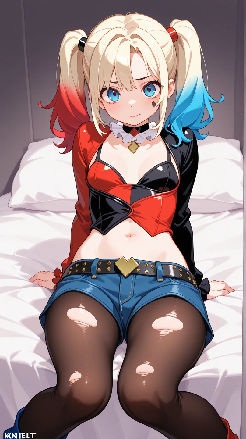 (cartoon-like)Suicide Squad Harley Quinn:isekai with only panties on the body